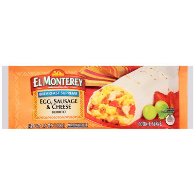 El Monterey® Breakfast Supreme Egg, Sausage & Cheese Burrito 4.5 oz. Wrapper