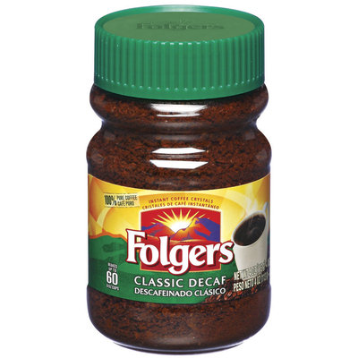 Folgers Classic Decaf Instant Coffee 4 Oz Plastic Jar