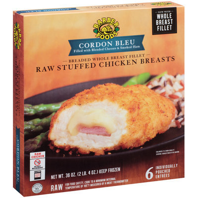Barber Foods® Cordon Bleu Raw Stuffed Chicken Breasts 6 ct Box