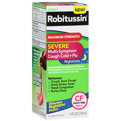 Robitussin® Adult Maximum Strength Severe Multi-Symptom Cough Cold & Flu Relief CF Nighttime Max Liquid