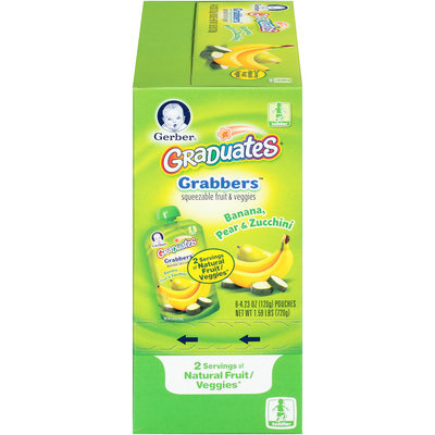 Gerber® Graduates® Grabbers™ Banana, Pear & Zucchini Squeezable Fruit & Veggies 6-4.23 oz. Pouches