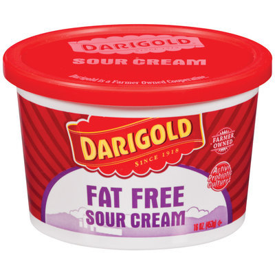 Darigold Fat Free Sour Cream 16 Oz Plastic Tub