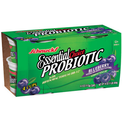Schnucks Essential Choice Probiotic Blueberry 4 Oz Cups Lowfat Yogurt 4 Ct Pack