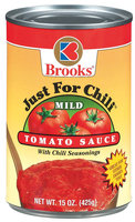 Brooks Just For Chili Mild W/Chili Seasonings Tomato Sauce 15 Oz Can