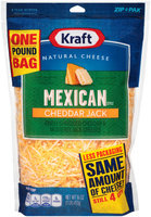 Kraft Finely Shredded Mexican Style Cheddar Jack Cheese 16 oz. ZIP-PAK®