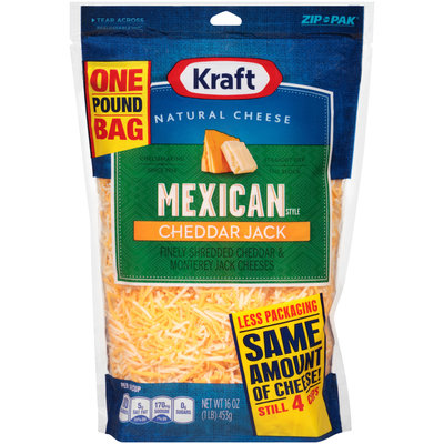 Kraft Finely Shredded Mexican Style Cheddar Jack Cheese 16 oz. ZIP-PAK®