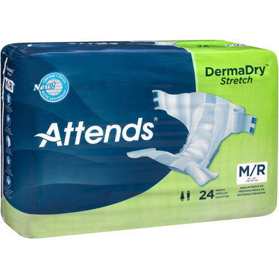 DDSMR Attends® DermaDry™ Stretch Medium/Regular Briefs, 24 count