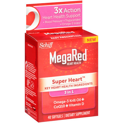 Schiff® MegaRed® Super Heart™ 3 in 1 Omega-3 Krill Oil + CoQ10 + Vitamin D Dietary Supplement 40 ct Softgel Box