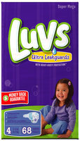 Luv with Ultra Leakguards Super Mega Pack Size 4 Diapers 68 ct Bag