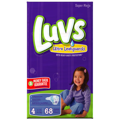 Luv with Ultra Leakguards Super Mega Pack Size 4 Diapers 68 ct Bag