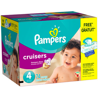 Premium Pampers Cruisers Size 4 Super Pack with Coupons 74 Count