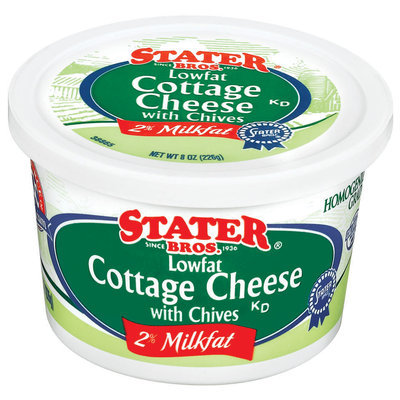 Stater Bros. Lowfat W/Chives 2% Milkfat Cottage Cheese 8 Oz Tub