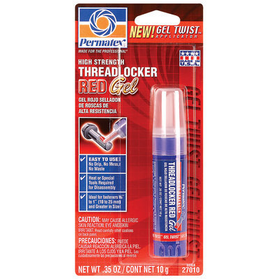 Permatex® 27010 High Strength Carded Threadlocker Red Gel 10 G Gel Twist™ Aplctr