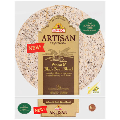Mission Artisan Style Wheat & Black Bean Blend Tortillas 8 ct Bag