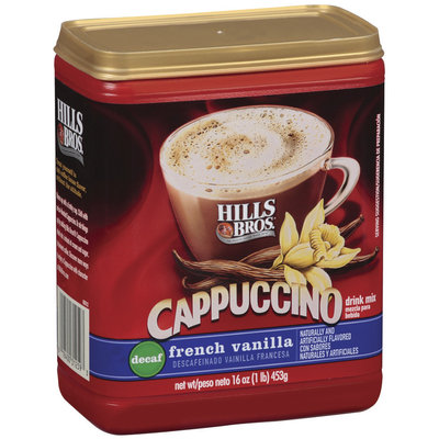 Hills Bros French Vanilla Decaf Cappuccino 16 Oz Plastic Container