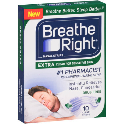 Breathe Right® Extra Clear Nasal Strips Tan 10 ct Box