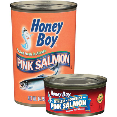 Honey Boy Pink Group of 2 6 Oz & 14.75 Oz Cans Salmon