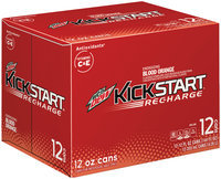 Mountain Dew® Kickstart™ Recharge Energizing Blood Orange Sparkling Juice Beverage 12-12 fl. oz. Cans