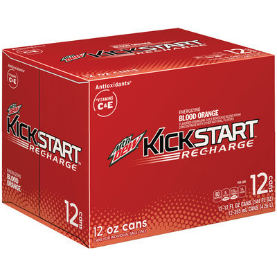 Mountain Dew® Kickstart™ Recharge Energizing Blood Orange Sparkling Juice Beverage 12-12 fl. oz. Cans