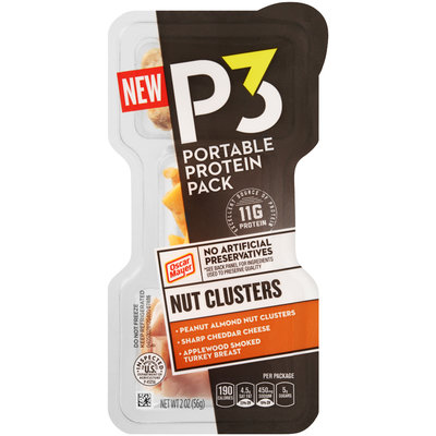 Oscar Mayer P3 Nut Clusters Peanut Almond Nut Clusters, Cheddar & Turkey Breast Portable Protein Pack 2 oz. Tray