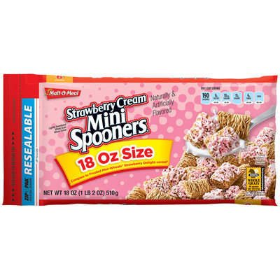 Malt-O-Meal® Strawberry Cream Mini Spooners® Cereal 18 oz. ZIP-PAK