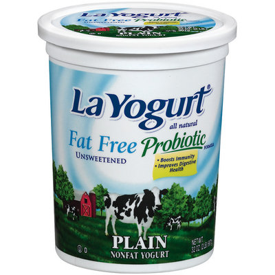 La Yogurt Fat Free Plain Unsweetened Yogurt Probiotic 32 Oz Tub