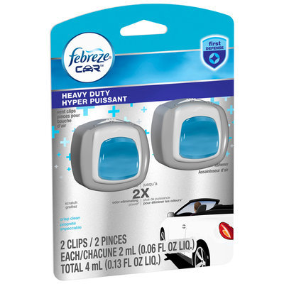 Febreze® Heavy Duty Crisp Clean Car Vent Clip Air Freshener 2-2 mL Carded Pack