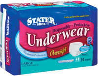 Stater Bros. Overnight Maximum Protection Large Disposable Underwear 14 Ct Package