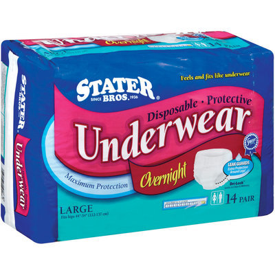 Stater Bros. Overnight Maximum Protection Large Disposable Underwear 14 Ct Package