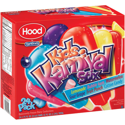 Hendrie's Kids Karnival Stix Assorted 1.75 Oz Bars Frozen Dairy Confections 24 Ct Box