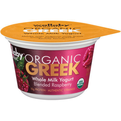 Wallaby® Organic Greek Blended Raspberry Whole Milk Yogurt 5.3 oz. Cup
