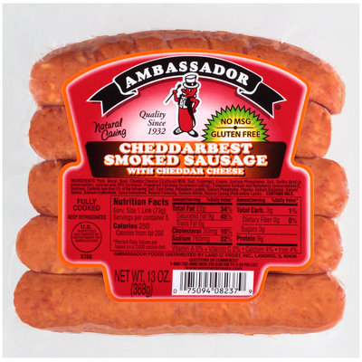 Ambassador® Cheddarbest Smoked Sausage with Cheddar Cheese 13 oz. Package
