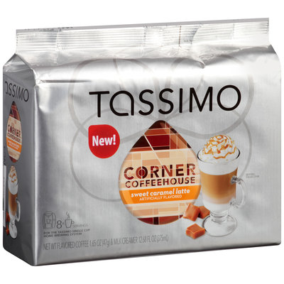 Tassimo Corner Coffeehouse Sweet Caramel Latte T Discs 8 ct. Espresso & 8 ct. Milk Creamer