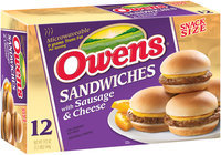 Owens® Snack Size Sandwiches with Sausage & Cheese 12 ct Box
