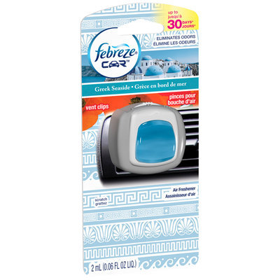 Car Febreze Car Vent Clips Greek Seaside Air Freshener (1 Count, .06 fl oz)