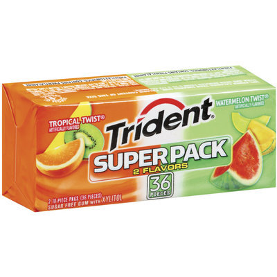 Trident W/Xylitol Tropical Twist & Watermelon Sugar Free Gum Super