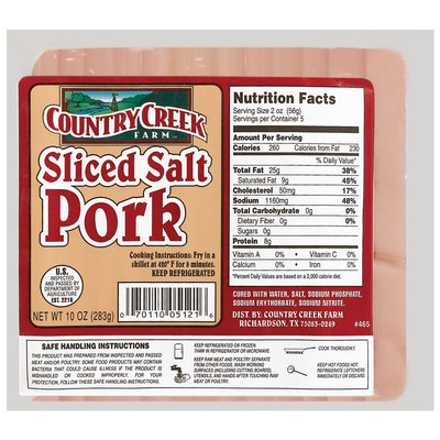 Country Creek Farm Sliced Salt Pork 10 Oz Package