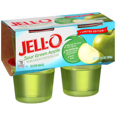 JELL-O Sour Green Apple Gelatin Snacks