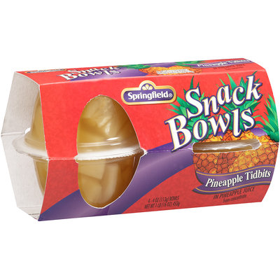 Springfield® Pineapple Tidbits Snack Bowls 4 oz. Bowls