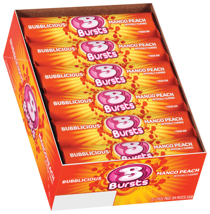 Bubblicious Rolls Bubblicious Bursts Mango Peach Bubble Gum 12 Pk Pack