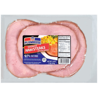 Plumrose Smoked 97% Fat Free Ham Steaks 16 Oz Package