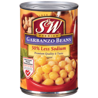 S&W® Premium 50% Less Sodium Garbanzo Beans 15.5 oz. Can
