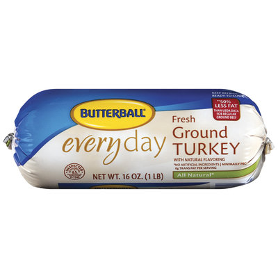 Butterball Everyday Fresh All Natural 50% Less Fat Ground Turkey 16 Oz Wrapper
