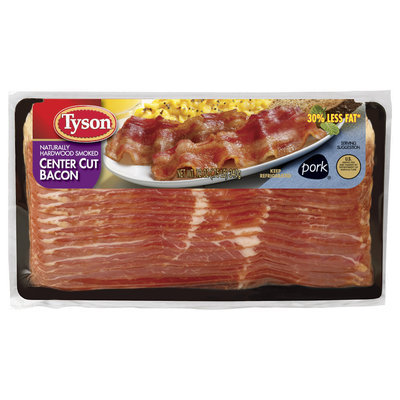 Tyson Center Cut Hardwood Smoked 30% Less Fat Bacon 12 Oz Package