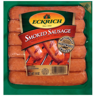 Eckrich Naturally Hardwood Smoked Made W/Pork Turkey & Beef Smoked Sausage 14 Oz Pack