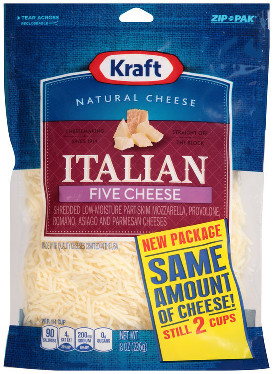 Kraft Shredded Italian Five Cheese Blend 8 oz. ZIPPAK® Reviews 2019
