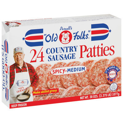 Purnell's Old Folks Spicy-Medium Patties 24 Ct Country Sausage 38 Oz Box