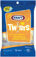 Kraft Natural Cheese Snacks Mozzarella & Cheddar Low-Moisture Part-Skim 16 Ct Cheese Twists 12 Oz Peg