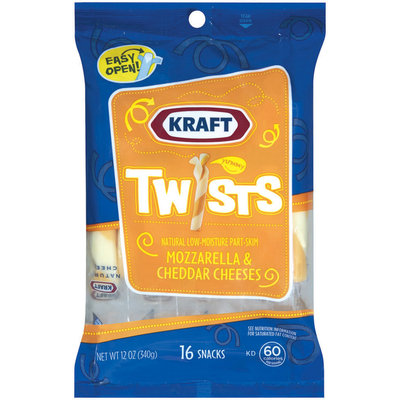 Kraft Natural Cheese Snacks Mozzarella & Cheddar Low-Moisture Part-Skim 16 Ct Cheese Twists 12 Oz Peg