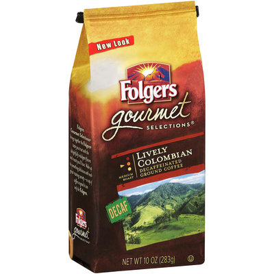 Folgers Gourmet Selections® Lively Colombian Decaffeinated Ground Coffee 10 oz. Stand up Bag.